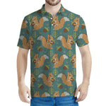 Squirrel Knitted Pattern Print Men's Polo Shirt