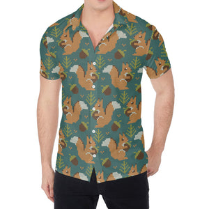 Squirrel Knitted Pattern Print Men's Shirt