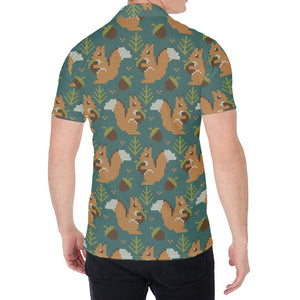 Squirrel Knitted Pattern Print Men's Shirt