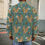 Squirrel Knitted Pattern Print Men's Shirt Jacket