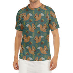 Squirrel Knitted Pattern Print Men's Short Sleeve Rash Guard