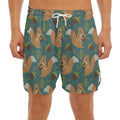 Squirrel Knitted Pattern Print Men's Split Running Shorts