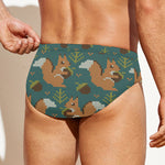 Squirrel Knitted Pattern Print Men's Swim Briefs