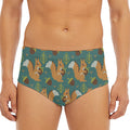 Squirrel Knitted Pattern Print Men's Triangle Swim Briefs