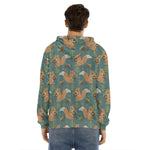Squirrel Knitted Pattern Print Men's Velvet Pullover Hoodie