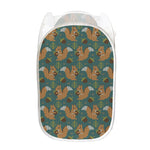 Squirrel Knitted Pattern Print Mesh Laundry Hamper