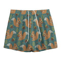 Squirrel Knitted Pattern Print Mesh Shorts