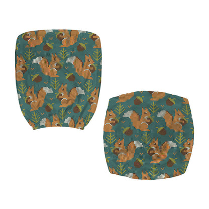 Squirrel Knitted Pattern Print Office Chair Cover