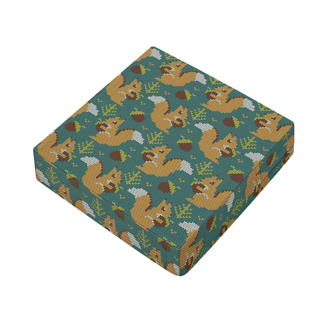 Squirrel Knitted Pattern Print Outdoor Seat Cushion Cover