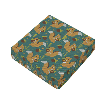 Squirrel Knitted Pattern Print Outdoor Seat Cushion Cover