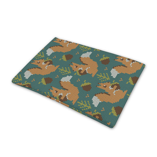 Squirrel Knitted Pattern Print Pet Cooling Mat Cover