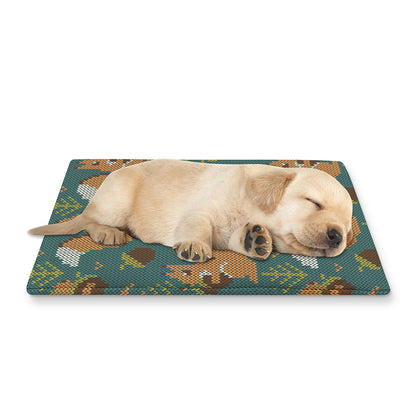Squirrel Knitted Pattern Print Pet Cooling Mat Cover