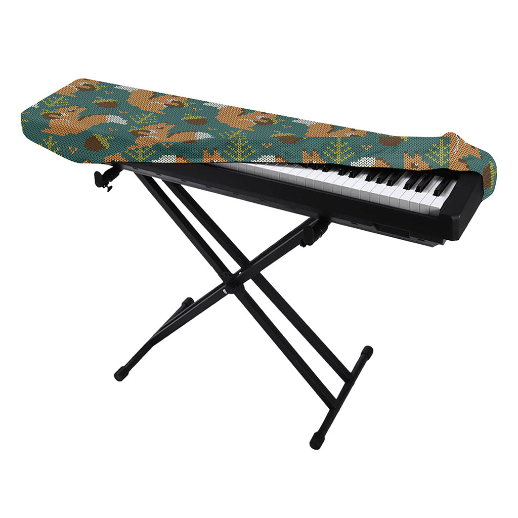 Squirrel Knitted Pattern Print Piano Keyboard Cover