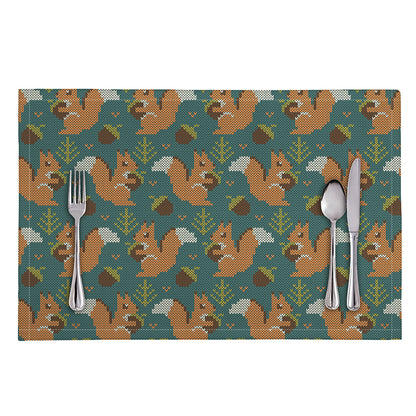 Squirrel Knitted Pattern Print Placemat