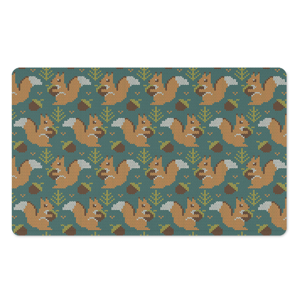Squirrel Knitted Pattern Print Polyester Doormat