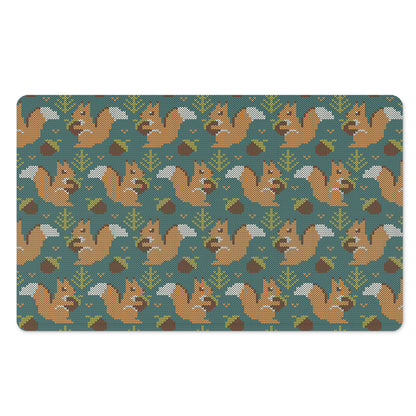 Squirrel Knitted Pattern Print Polyester Doormat