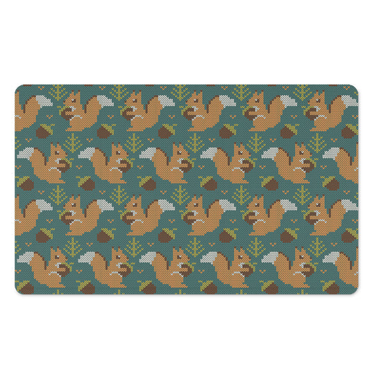 Squirrel Knitted Pattern Print Polyester Doormat