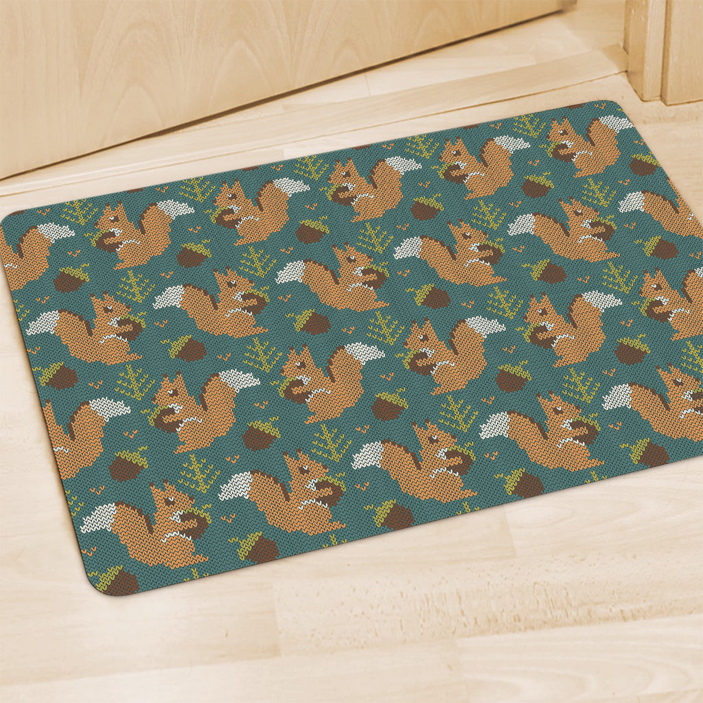 Squirrel Knitted Pattern Print Polyester Doormat