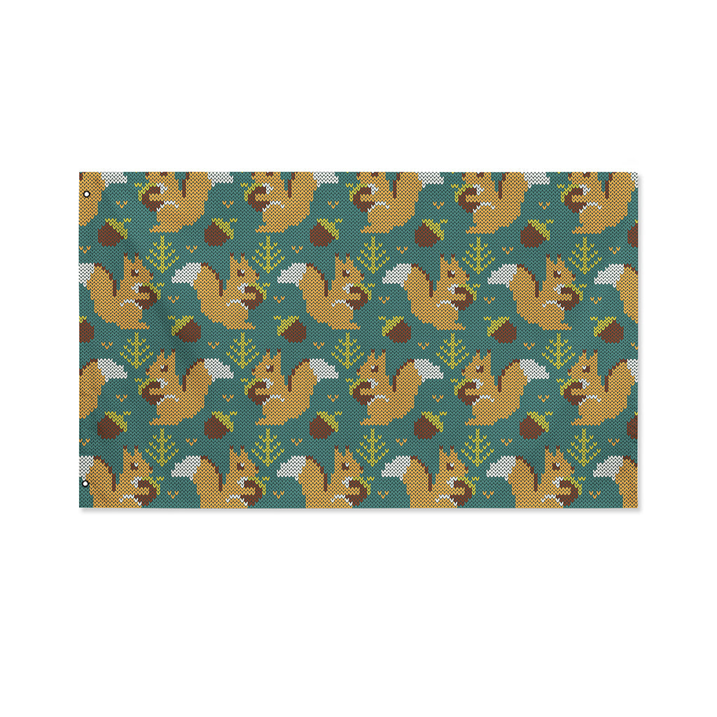 Squirrel Knitted Pattern Print Polyester Flag