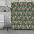 Squirrel Knitted Pattern Print Polyester Shower Curtain