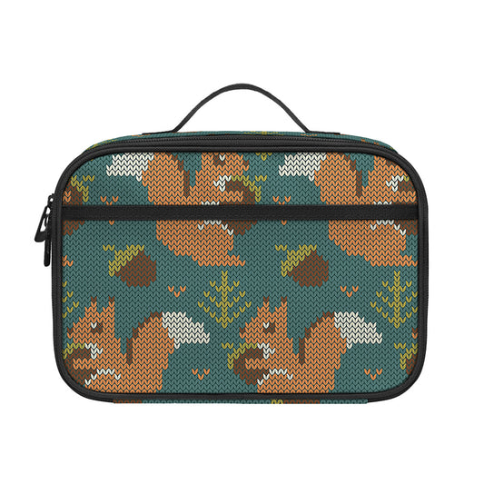 Squirrel Knitted Pattern Print Portable Lunch Bag
