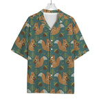 Squirrel Knitted Pattern Print Rayon Hawaiian Shirt