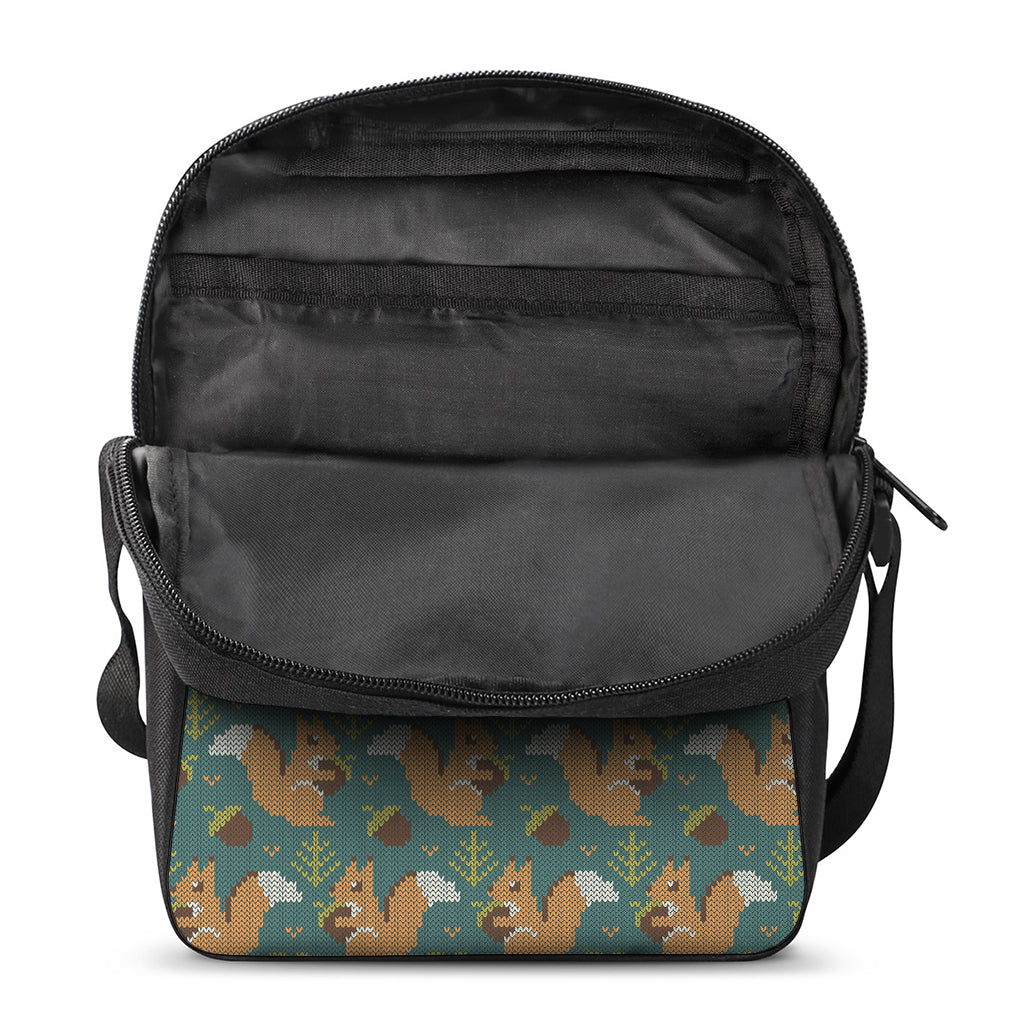 Squirrel Knitted Pattern Print Rectangular Crossbody Bag