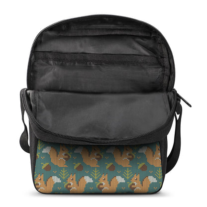 Squirrel Knitted Pattern Print Rectangular Crossbody Bag