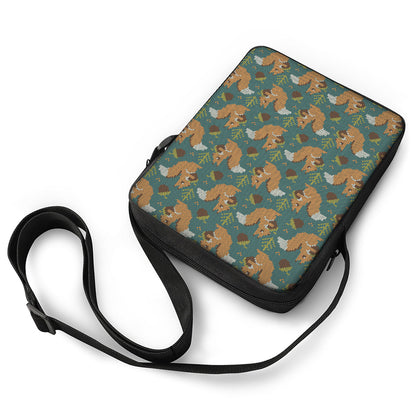 Squirrel Knitted Pattern Print Rectangular Crossbody Bag