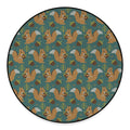 Squirrel Knitted Pattern Print Round Floor Mat