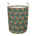 Squirrel Knitted Pattern Print Round Laundry Basket