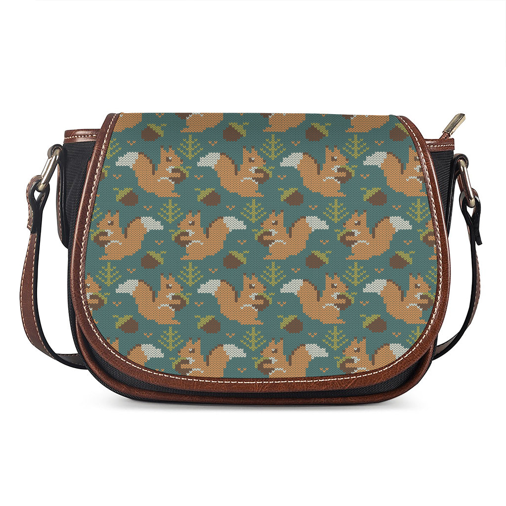 Squirrel Knitted Pattern Print Saddle Bag