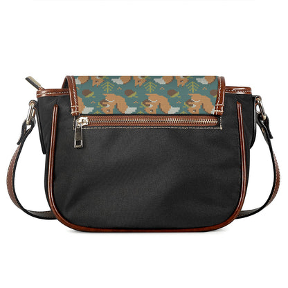 Squirrel Knitted Pattern Print Saddle Bag