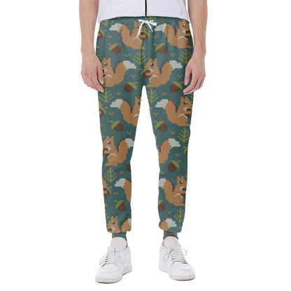 Squirrel Knitted Pattern Print Scuba Joggers