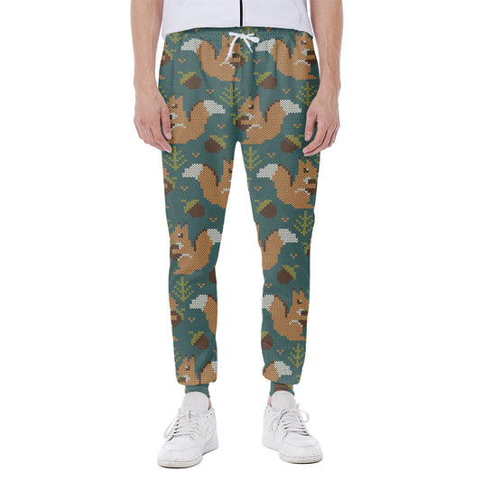 Squirrel Knitted Pattern Print Scuba Joggers