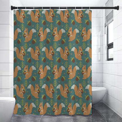 Squirrel Knitted Pattern Print Shower Curtain