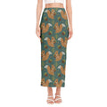 Squirrel Knitted Pattern Print Side Slit Maxi Skirt