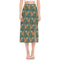 Squirrel Knitted Pattern Print Side Slit Midi Skirt
