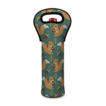 Squirrel Knitted Pattern Print Single Neoprene Wine Tote