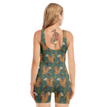 Squirrel Knitted Pattern Print Sleeveless One Piece Swimsuit