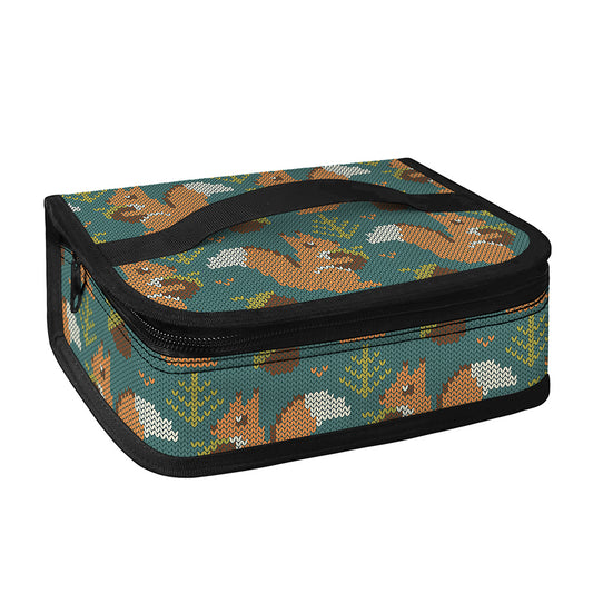 Squirrel Knitted Pattern Print Small Lunch Bag