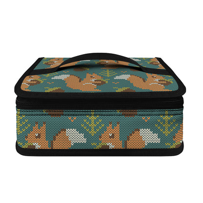 Squirrel Knitted Pattern Print Small Lunch Bag