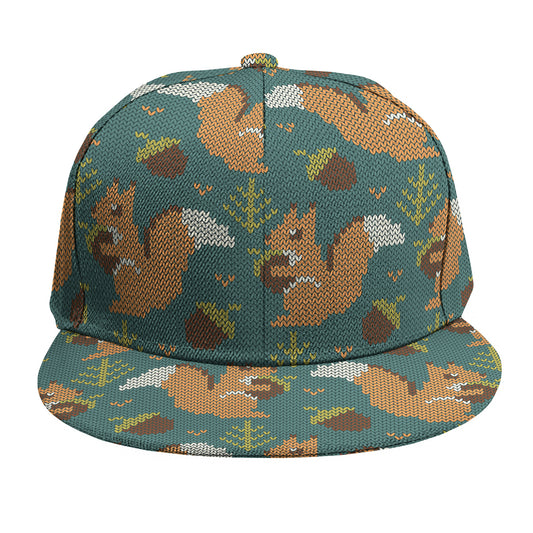 Squirrel Knitted Pattern Print Snapback Cap