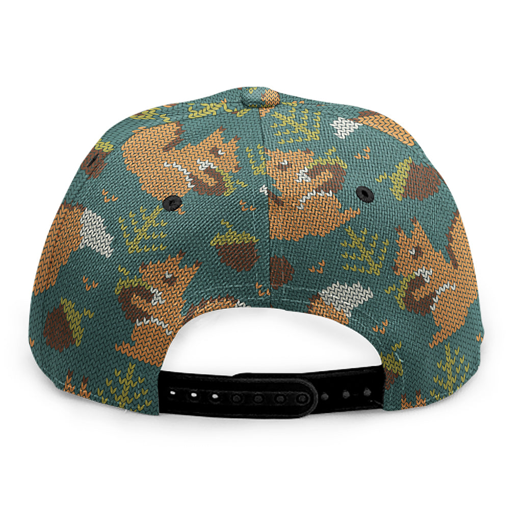 Squirrel Knitted Pattern Print Snapback Cap