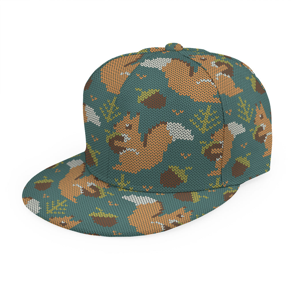 Squirrel Knitted Pattern Print Snapback Cap