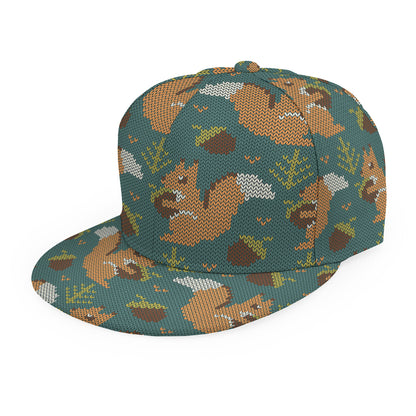 Squirrel Knitted Pattern Print Snapback Cap