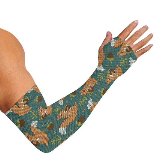 Squirrel Knitted Pattern Print Sun Protection Arm Sleeves