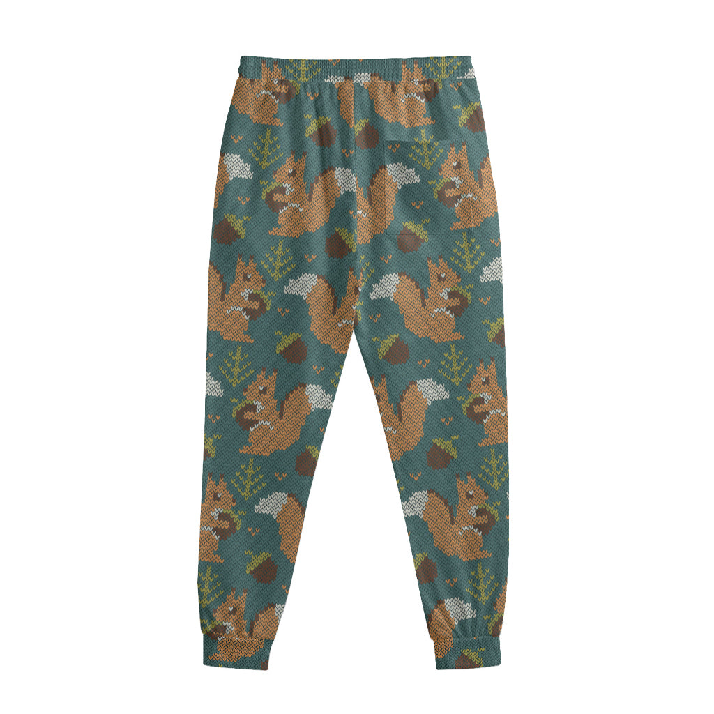 Squirrel Knitted Pattern Print Sweatpants