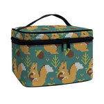 Squirrel Knitted Pattern Print Travel Makeup Bag