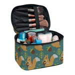 Squirrel Knitted Pattern Print Travel Makeup Bag